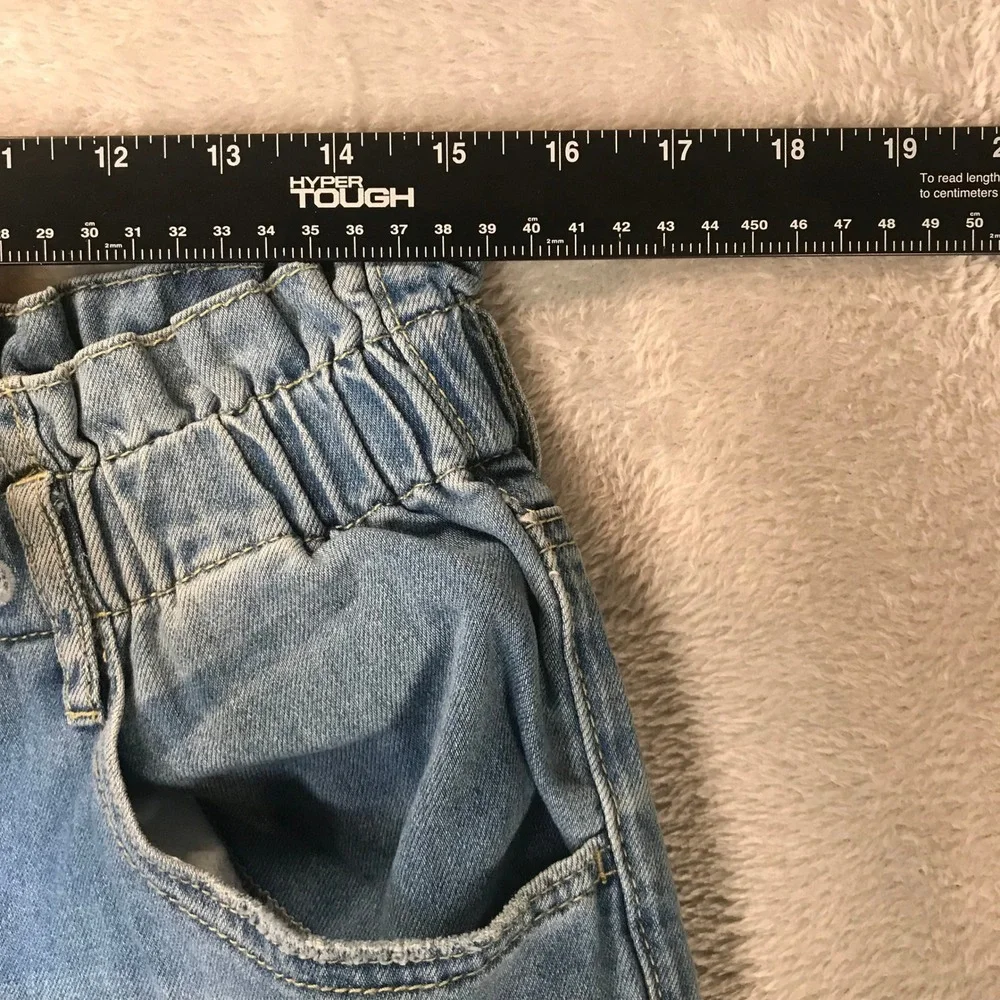 Wonderly Jeans Women 10 Light Blue Cropped Wide Leg Paperbag Elastic Waist Denim